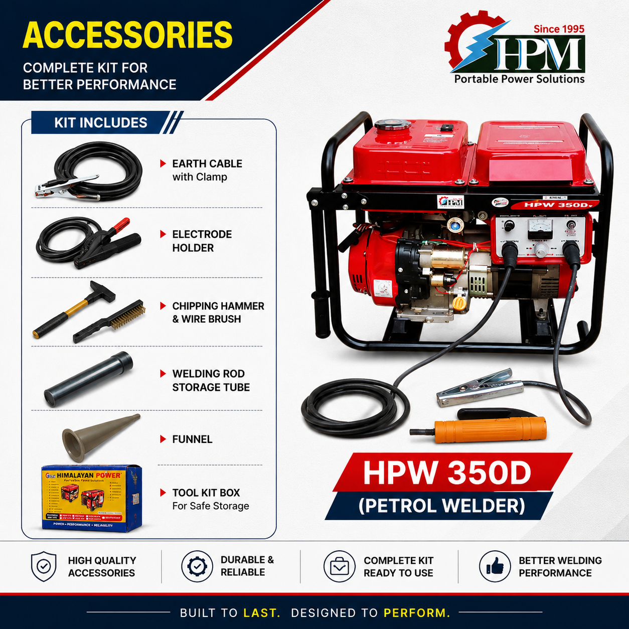 200 Amps, Petrol Welding Generator, WITH Recoil Start , Model HPW-250D-AC,  